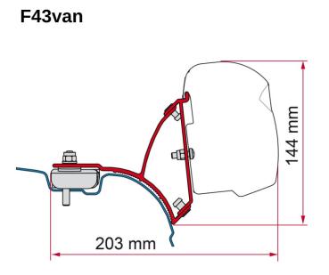 Fiamma Adapter F43van VW Bus T5 / T6 / T6.1 Transporter/Multivan ohne C-Schiene deep black #98655A647